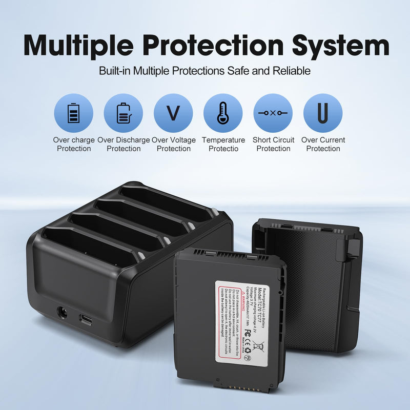 [Australia - AusPower] - Battery Charger for Zebra Symbol TC70 TC72 TC75 TC77 TC700h TC700k TC720l TC75x TC75EK TC75AH TC75GK TC700H TC700K TC77HL, 4-Slot Charging Cradle Charging Accessories for Scanner battery charger 