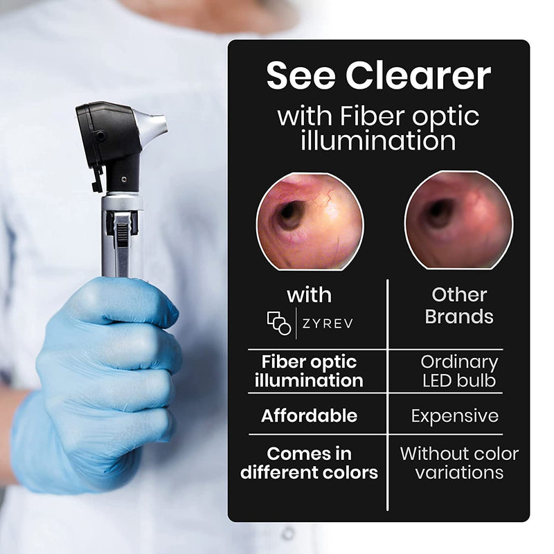 [Australia - AusPower] - Zyrev ZetaLife Otoscope Set with 50 Extra Disposable Specula Tips, Black 