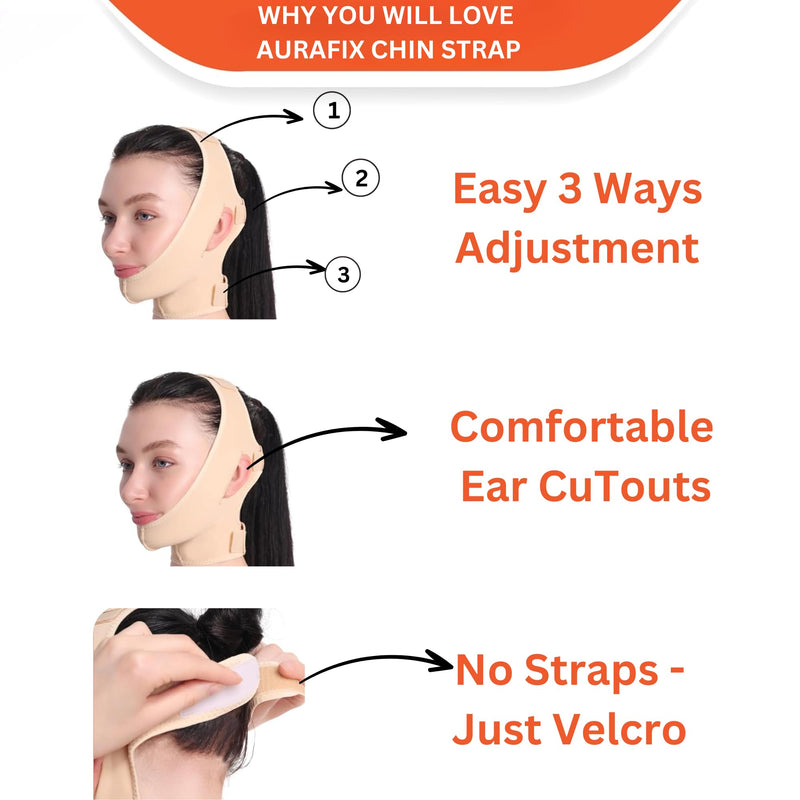 [Australia - AusPower] - Post Surgical Chin Strap Bandage for Women Neck and Chin Compression Garment Wrap Face Straps Jowl Tightening Chin Lifting (Medium- Beige) Medium 