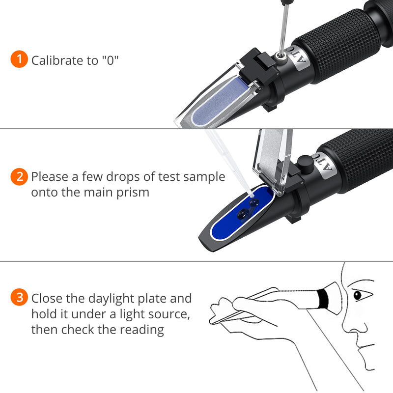 Proster Red Wine Refractometer Grape Wine Refractometer Wine Making Kit Brix Refractometer ATC Refractometers Brix Scale 0-40% Measures Sugar Content to Predict Alcohol Degree for Fruit Wine Black Brix 0-40%
