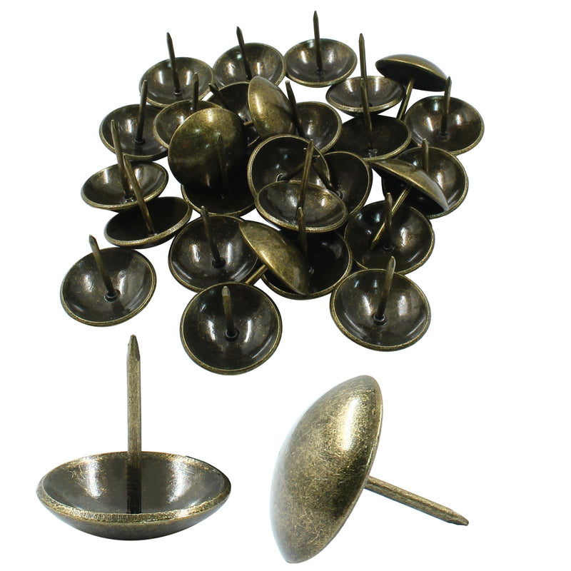 [Australia - AusPower] - 50Pcs 1 Inch (25mm) Bronze Upholstery Tacks, Antique Round Metal Thumb Tacks Furniture Upholstery Pins for Cork Board, Sofa, Couch, Craft, DIY Decoration 1" 