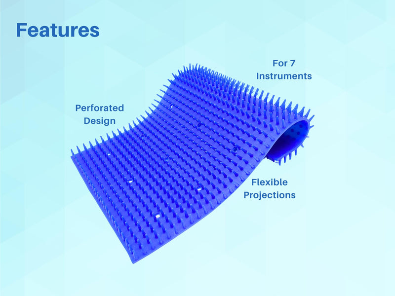 [Australia - AusPower] - ARTMAN INSTRUMENTS Silicone Mat Blue for 7 Instruments Autoclave Sterilization Cassette Tray | Heat-Resistant & Durable | Dental & Surgical Tool Organizer 