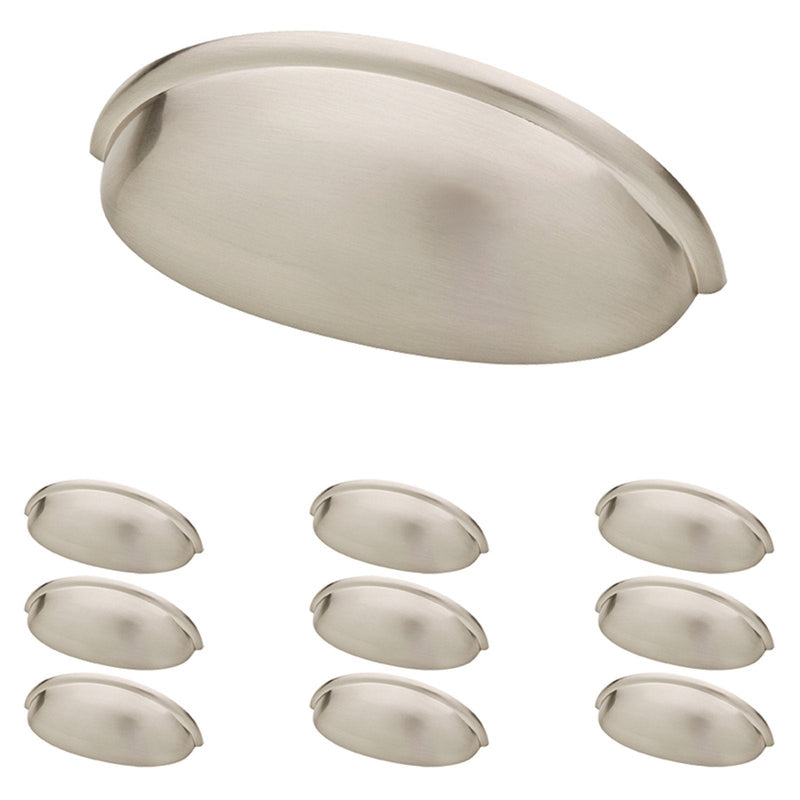 Franklin Brass 10 Pack Brushed Nickel Cabinet Handles 3 inch (76mm) Kitchen Cabinet Handles and Drawer Pulls for Cupboards and Dressers | Cup Pull Satin Nickel