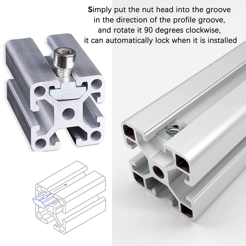 [Australia - AusPower] - 50 Pcs 3030 Series Sliding T Nuts Metric M5 Thread Slide in Hammer Head T-Nut, Sliding T-Nuts for Standard 8mm T-Slot Aluminum Extrusion Profile 30Series M5-50Pcs 