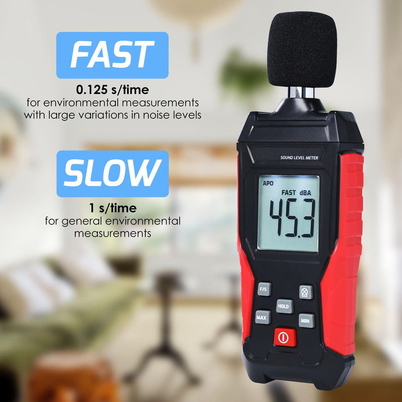 [Australia - AusPower] - Noise Decibel Meter Portable Sound Level Meter SPL Meter 30 to 130dBA Range Sound Meter Noise Decibel Reader with Backlight LCD Displays Decibel MAX MIN Data Hold Alarm for Home, Office, Factory 