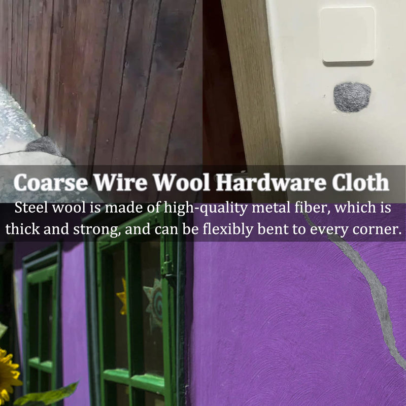 [Australia - AusPower] - 2Pack Steel Wool Pads for Mice Control, Fill Fabric DIY Kit, Coarse Wire Mesh Roll Hole Filler for Mouse, Hardware Cloth Gap Blocker for Holes/Wall Cracks/Pipeline/Siding/Vents in Garden House (13FT) 2-Pack 