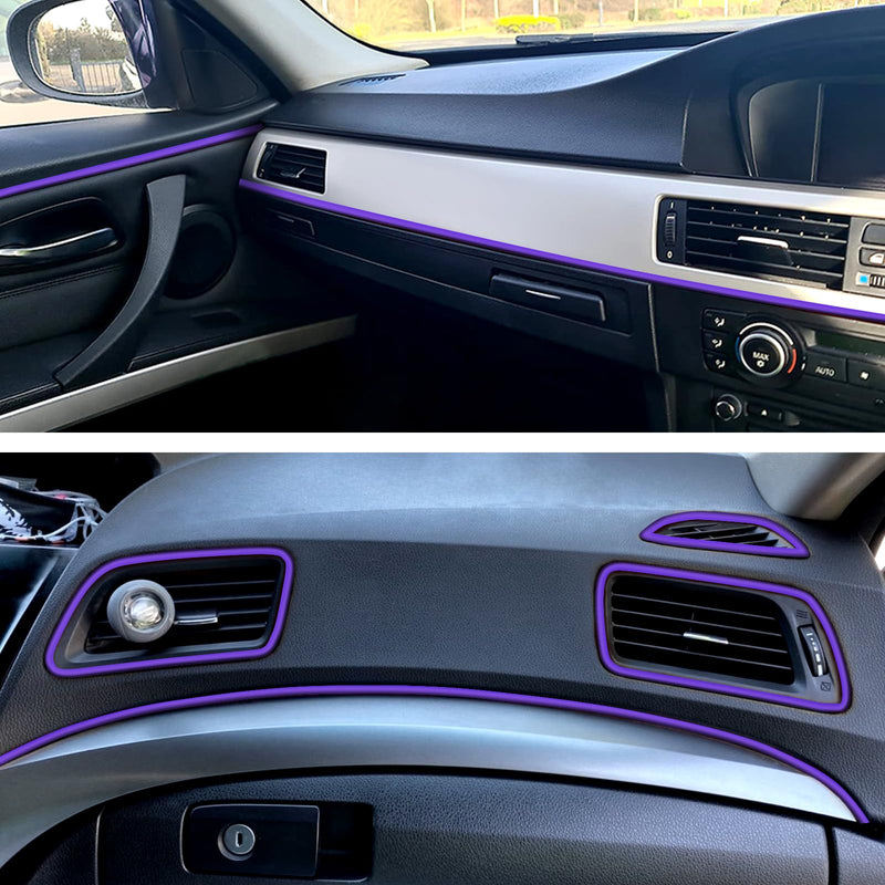 Spurtar 2 Rolls x 33Ft Car Pinstriping Tape Grey & 16.4ft/5M Car Interior Trim Strips Purple