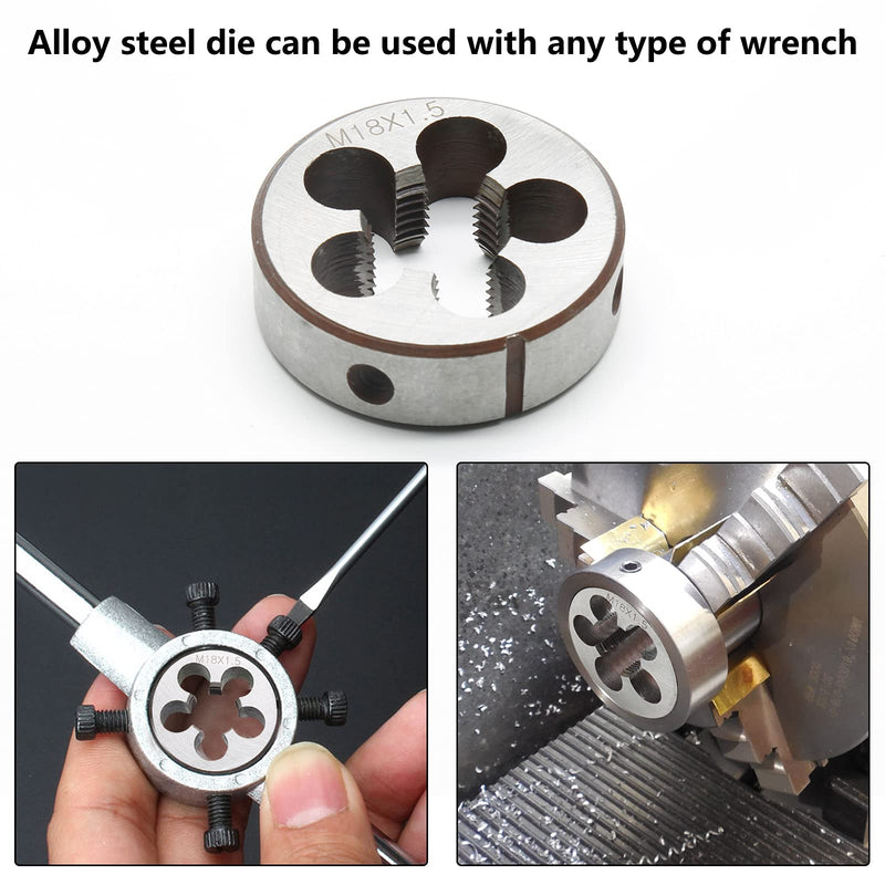 [Australia - AusPower] - M18 x 1.5 Metric Right Hand Thread Die for Threading, 18mm Thread & 1.5mm Pitch, Alloy Steel M18 x 1.5 