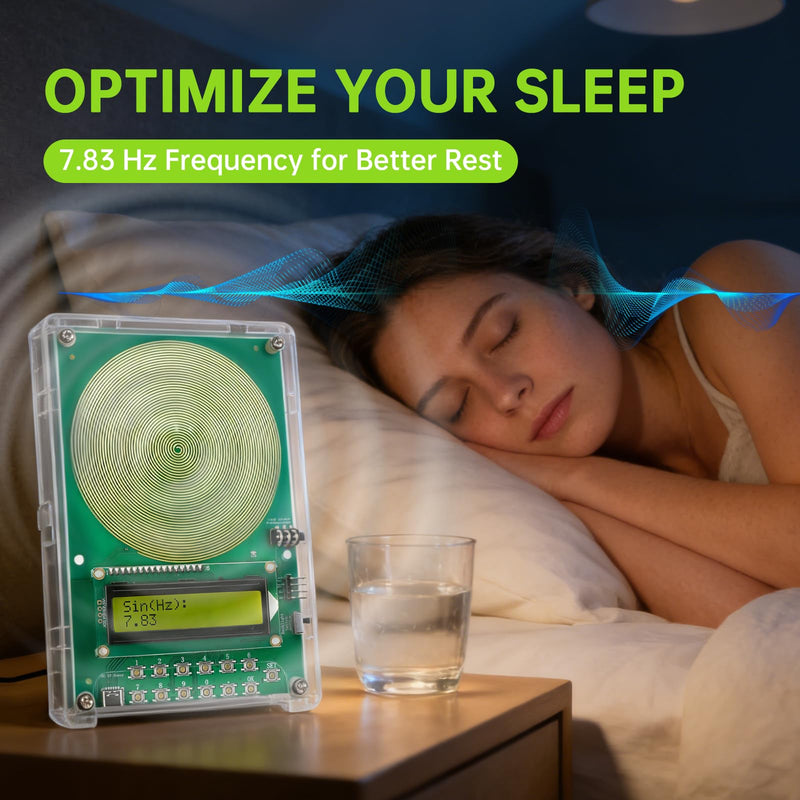 Frequency Generator for Healing | 7.83Hz Schumann Resonance Frequency Generator | Adjustable 0.01Hz–200kHz Sound Therapy Device with Acrylic Case for Sleep, Meditation & Relaxation