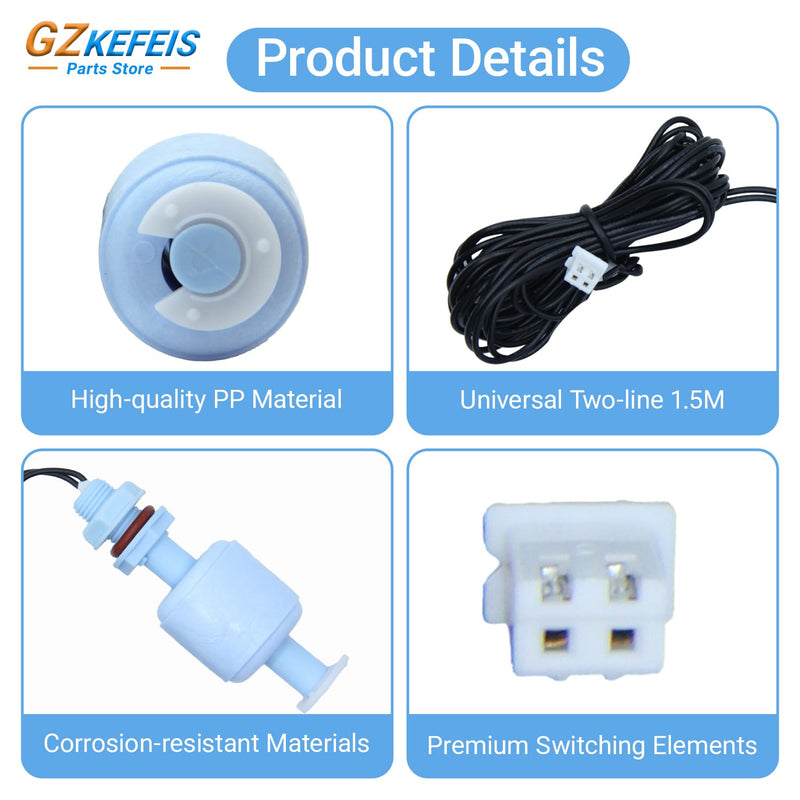 [Australia - AusPower] - Water Level Float Switch for Commercial Ice Machines Universal Two-Line Sensor Replacement Designed for Ice Makers Food-Grade PP Material 12 Volts 