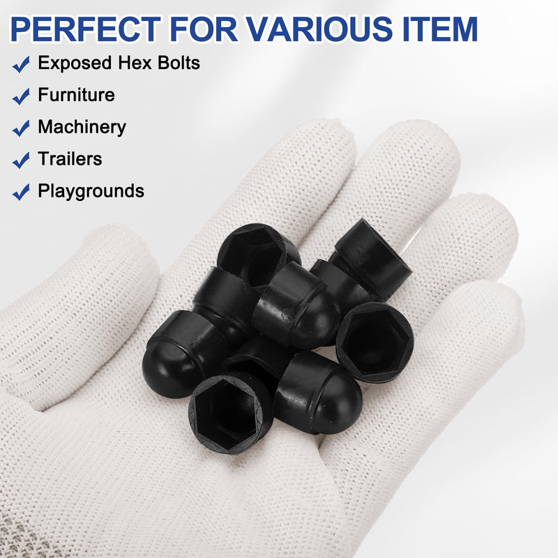 [Australia - AusPower] - PATIKIL 100 Pcs Hex Nut Cover, M8x13x15mm Nylon Screws Bolt Covers Caps Dome Acorn Hex Head Bolt Protection Cap for Screws Nut, Black Green 