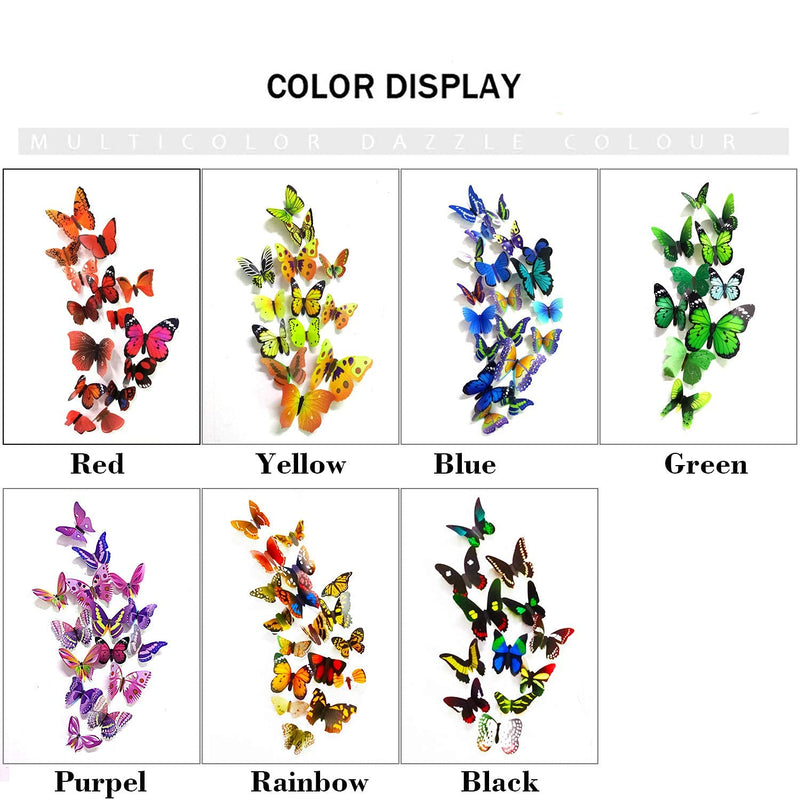 PARLAIM 104PCS Butterfly Wall Decals for Wall-3D Butterflies Wall Stickers Butterfly Decoration Butterflies Decoration Removable Mural Decals Home Decoration for Kids Nursery Bedroom Living Room Decor