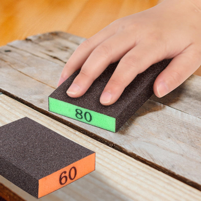 [Australia - AusPower] - Romeda 8-Pack Sandpaper Block, Four Grits Per Pack 60/80/120/220, Washable and Reusable Handmade Sanding Sponge, Drywall Sandpaper Blocks for Wooden Drywall Sheetrock and Metal Glazing 