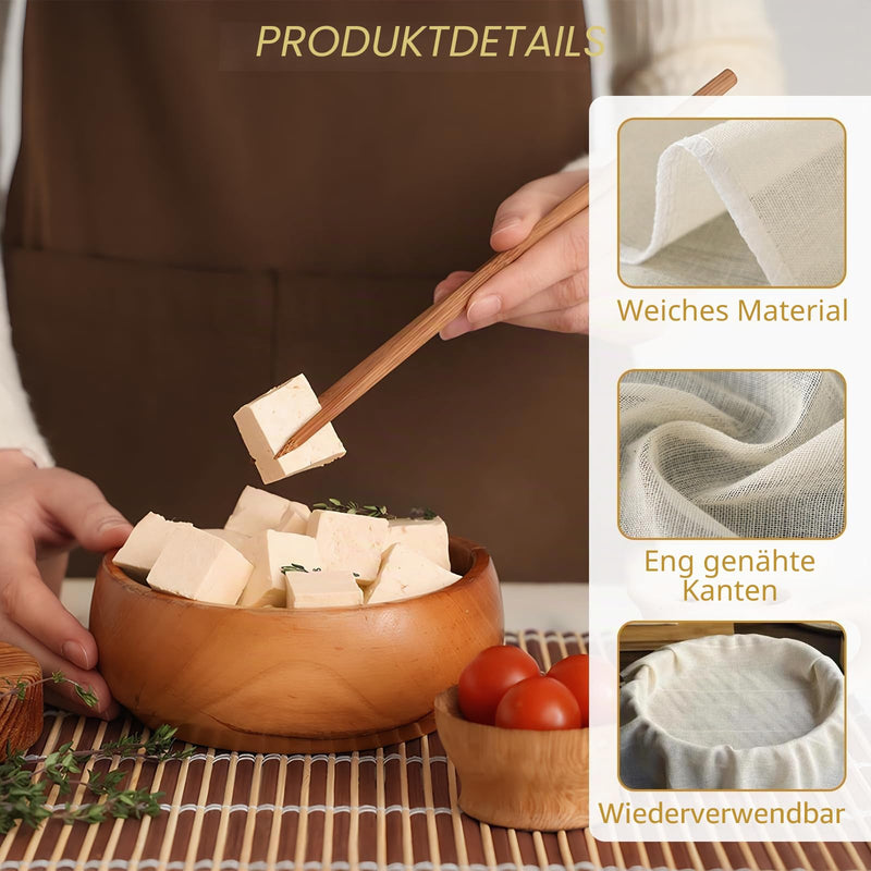 Pack of 8 Straining Cloth 50 x 50 cm - Washable Cheese Cloth, Fine Gauze Cloth for Filtering Juice, Cheese, Tea, Nut Milk, Soup, Yoghurt & Tofu - Reusable Straining Cloth for Kitchen & Household