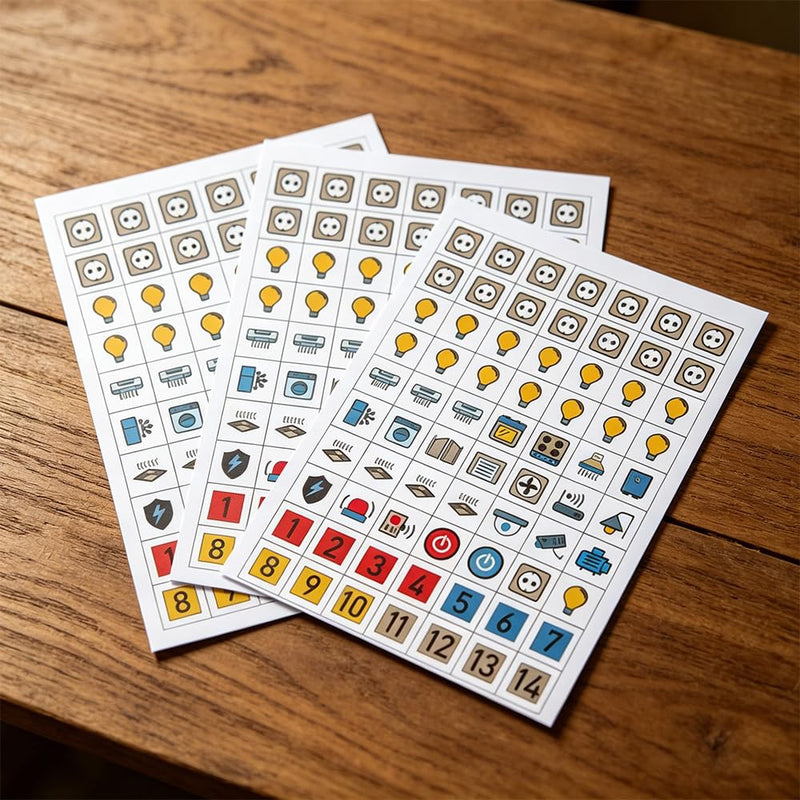 5-Pack (350pcs) Circuit Breaker Index Label Sticker Set – Switch Label Stickers with Practical Patterns for Easy Identification in Electrical Boxes, Ideal for Home and Office Use