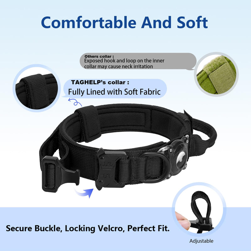 Waterproof AirTag Dog Collar with QR Code ID Tag, Tactical Military Dog Collar with Built-in AirTag Holder, Heavy Duty Metal Buckle & Control Handle, GPS Tracker Collar for Large Dogs (Red, XL) Red XL (20"-23")