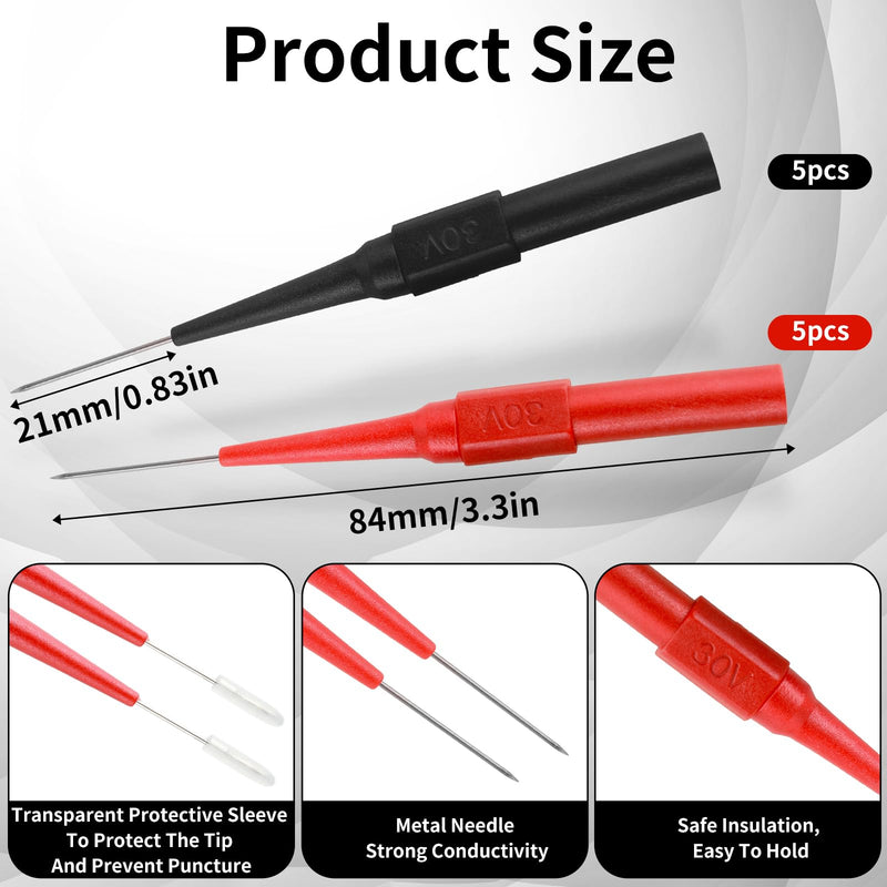[Australia - AusPower] - cobee 10 Pcs 0.7mm Test Probe Pins, Wire Piercing Probe Insulation Back Probes Non-Destructive Pin, Wire Piercing Probe Pin Multimeter Probes for Banana Socket Plug Car Tester 