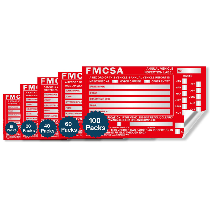 20-Pack DOT Compliant Aluminum Annual Vehicle Inspection Labels with Punch Boxes – Red FMCSA Inspection Stickers, Durable DOT Inspection Stickers (6” x 3.5”) 20-PACK