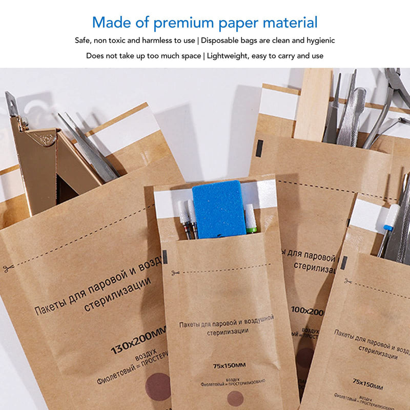 Disposable Self-Sealing Sterilisation Bag, 100 Pieces Sterilisation Autoclave Bags for Nail Tools, Dental Sterilisation Bag, 3.9 x 7.9 inches