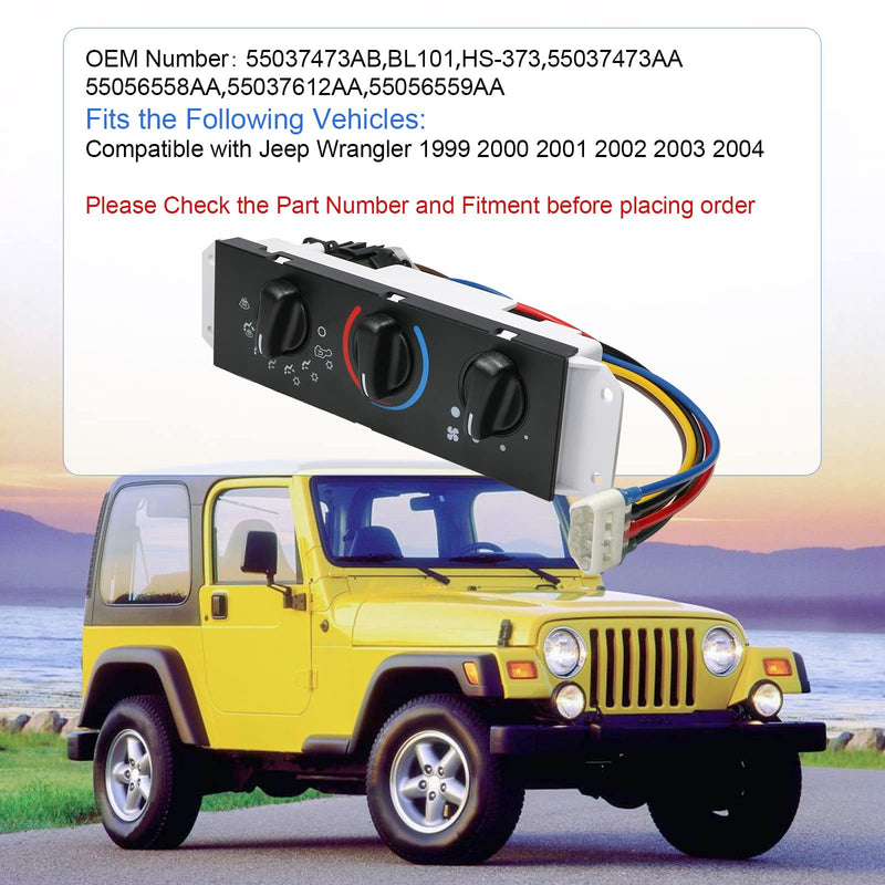 [Australia - AusPower] - DICMIC HVAC A/C Heater Control Panel with Blower Motor Switch for 1999-2004 Jeep Wrangler TJ Replace# 55037473AB, BL101, HS-373 