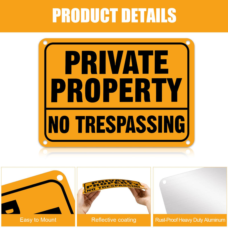 LEIFIDE 12Pcs No Trespassing Private Property Signs 7 x 10 Inch Metal Reflective Aluminum No Trespassing Sign Weatherproof Warning for Property Security(Safety Orange,Yellow, Black) Safety Orange Yellow, Black