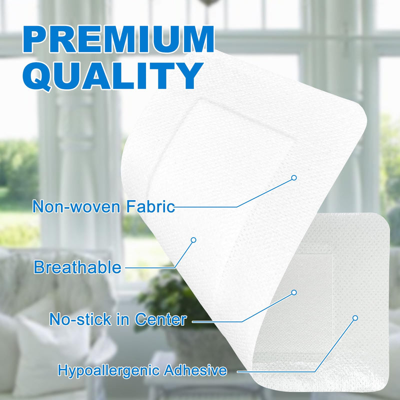 [Australia - AusPower] - Island Dressing Bordered Gauze 4"x10", 25 Individually Packed Non-Stick Pad in Center with Adhesive Border,Soft & Highly Absorbent Medical Grade Dressing Gauze Pad for Wound Care and First Aid 