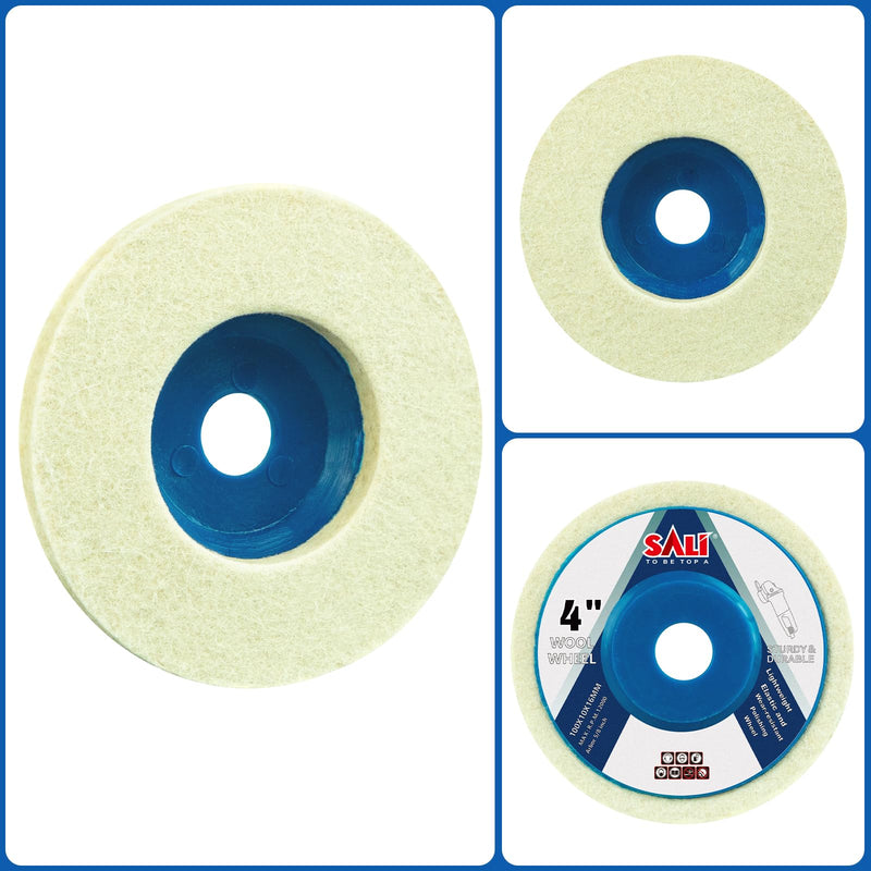 [Australia - AusPower] - SALI 10 Pcs 4 Inch Wool Felt Polishing Wheel Disc Wool Polishing Wheel Disc for 4" Angle Grinder Felt Grinder Polishing Wheel Arbor 5/8 for Metal, Marble Stone, Furniture, Car Plastic 