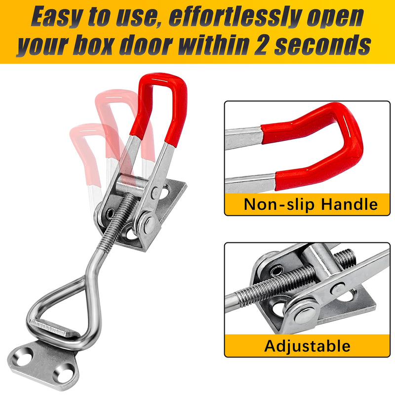 [Australia - AusPower] - 2 Pack Toggle Latch Clamp 4001 Adjustable 304 Stainless Steel Toggle Hasp Latches for Smoker Lid Jig Freezer Door Cooler Box Case Trunk Draw Chest, Quick Release 330Lbs Holding Capacity 2 