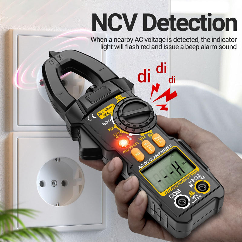 [Australia - AusPower] - Digital Clamp AC DC Volt Amp Multimeter 6000 Count LCD Diode Temp Hz Ohms Capacitance Tester Electrican Tool 