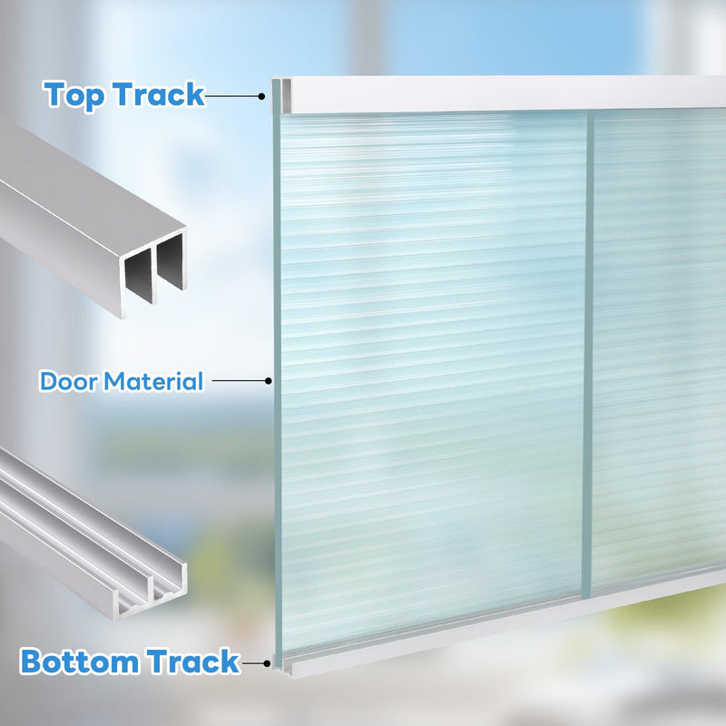 Metal Sliding Door Track Set for 1/4" Thick Panels Glass Cabinet Door Window Sliding Track, Size 36 x 0.79 inches (Silver) 36in-1set Silver
