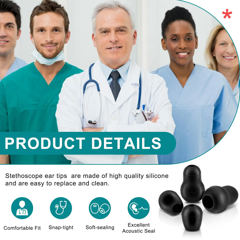 [Australia - AusPower] - Stethoscope Ear Tips Replacement for Littmann Stethoscopes - Compatible with Littman Ear Tips Replacement, Stethoscope Ear Pieces, Littmann Stethoscope Parts & Cardiology IV Parts, Small/Medium, 4 Pcs 