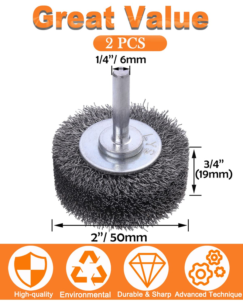 10 Pack Wire Wheel Brush Wire Wheel Brush for Drill Attachment, Rocaris 2 Inch Heavy Duty Wire Brushes Removal Paint Rust & Corrosion, 0.0118" Carbon Steel Wire, 1/4in Shank, 20000RPM 10