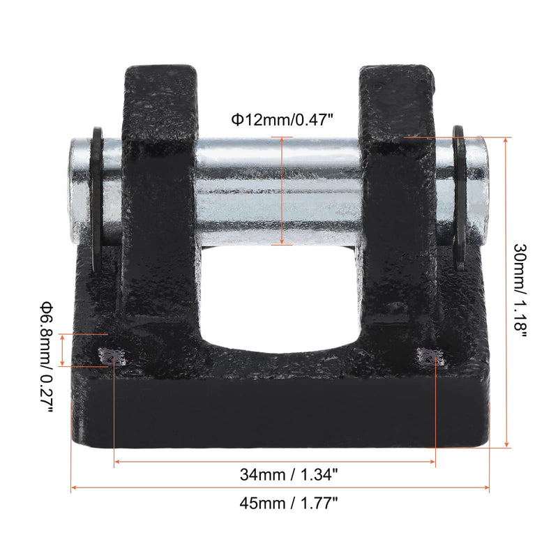[Australia - AusPower] - PATIKIL 45x45x30mm Air Cylinder Rod Pivot Clevis 2 Pack Pneumatic Mounting Bracket Rear Mount Parts, Black 45 x 45 x 30mm 