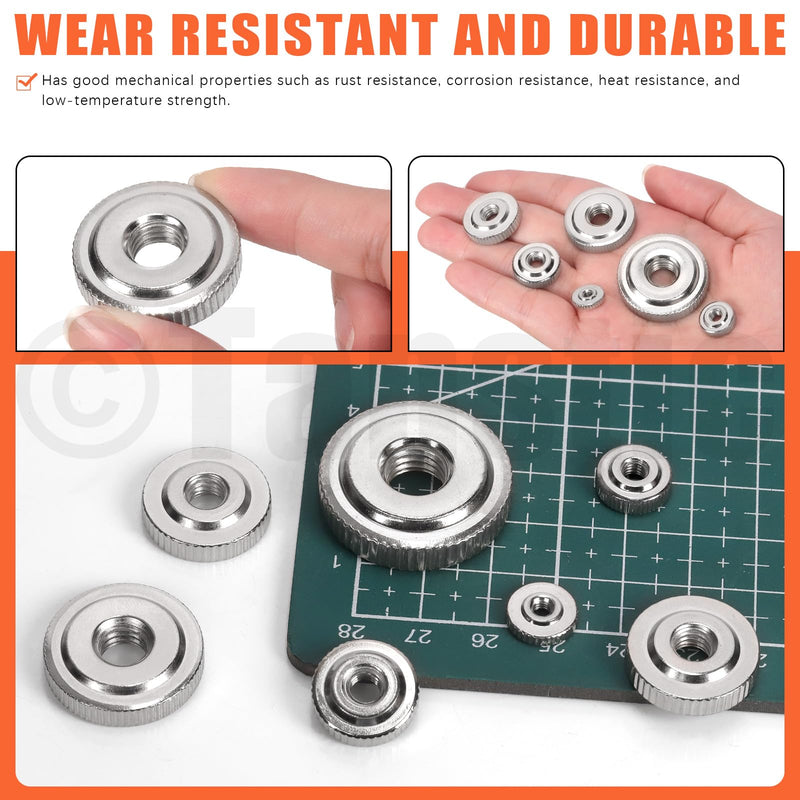 [Australia - AusPower] - Tanstic 46Pcs Round Knurled Thumb Nuts Conector Lock Adjusting Nuts M3 M4 M5 M6 M8 M10 Female Threaded Thin Type with Nickel Plated 