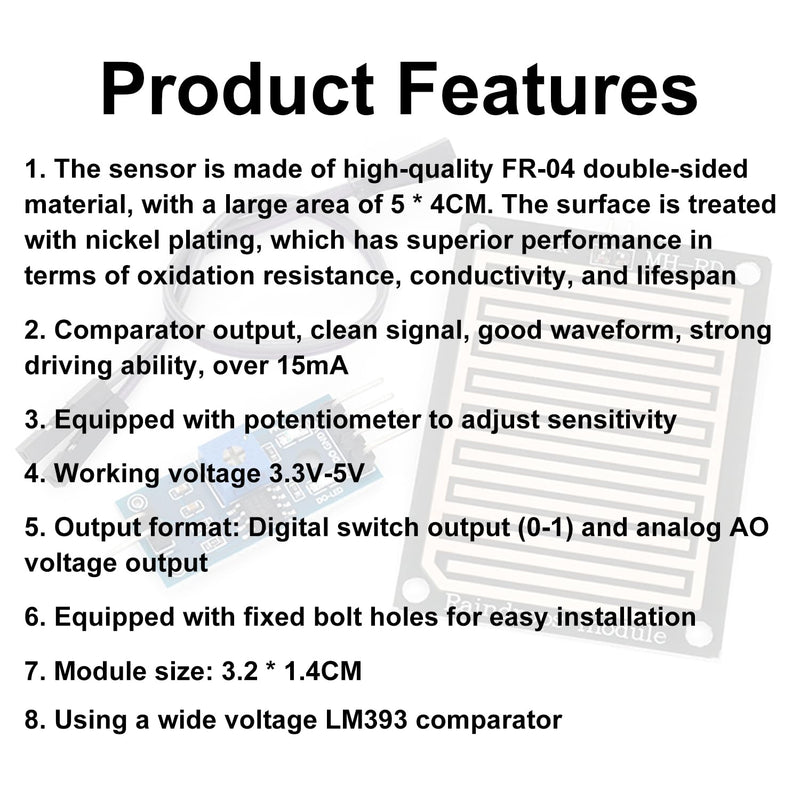 [Australia - AusPower] - Fielect Raindrops Module Raindrop Detection Sensor Humidity Rain Weather Sensitivity Monitoring for Arduino 