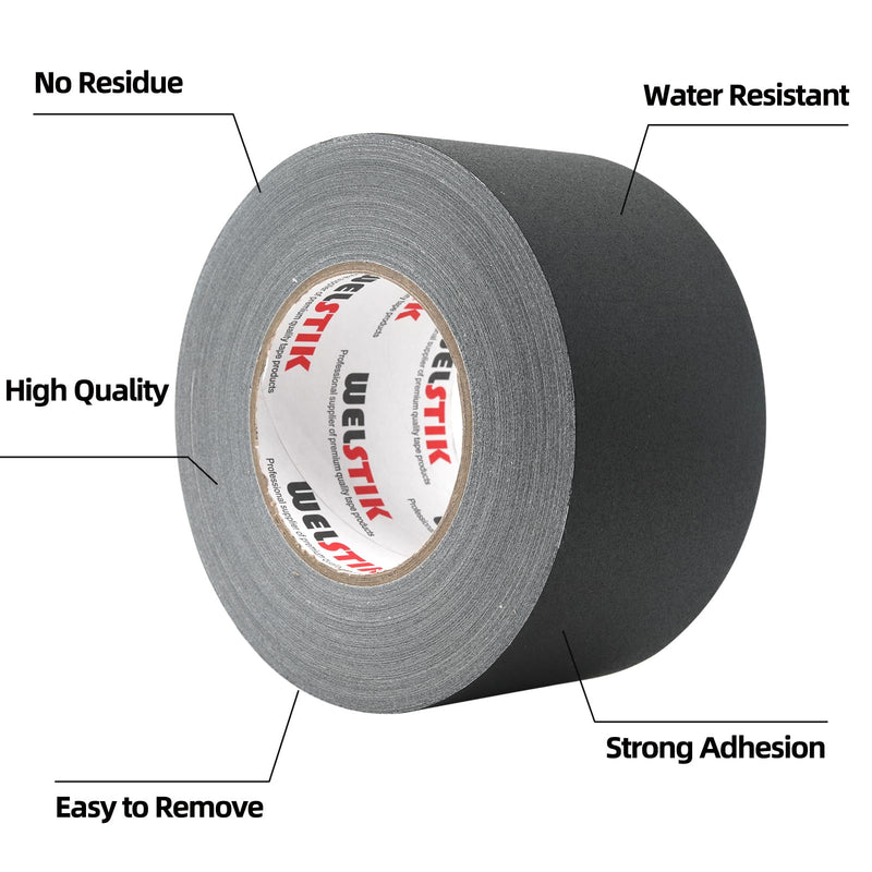 WELSTIK Gaffers Tape 3 Inch Black 3" X 60 Yards Heavy Duty Gaffer Tape 3 Inch for Cables,Photography,Theater Stage Setup,Interior Design,Residue Free,Non Reflective,Easy to Tear 3"X 60 Yards