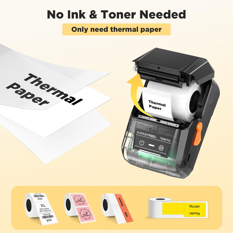 [Australia - AusPower] - SUPVAN T50M Pro Bluetooth Label Maker Machine with Tape, Wide Waterproof Label, Versatile App with 40 Fonts and 450+ Icons, Inkless Labeler for Home, Kitchen, School, Office Organization, Black 