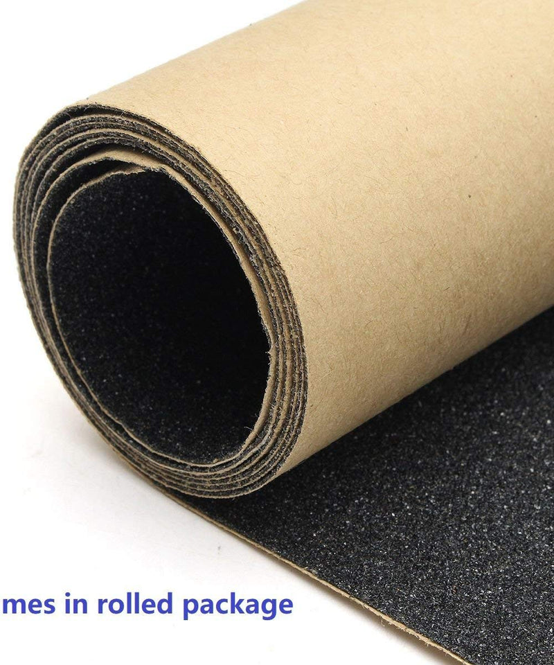 ZUEXT 9" x 33" Black Skateboard Grip Tape Sheets 2 Pack, Bubble Free Waterproof Scooter Griptape,Longboard Griptape, Anti Slip Sandpaper for Rollerboard Stairs Pedal Wheelchair Steps (84x23cm) 9"x33"