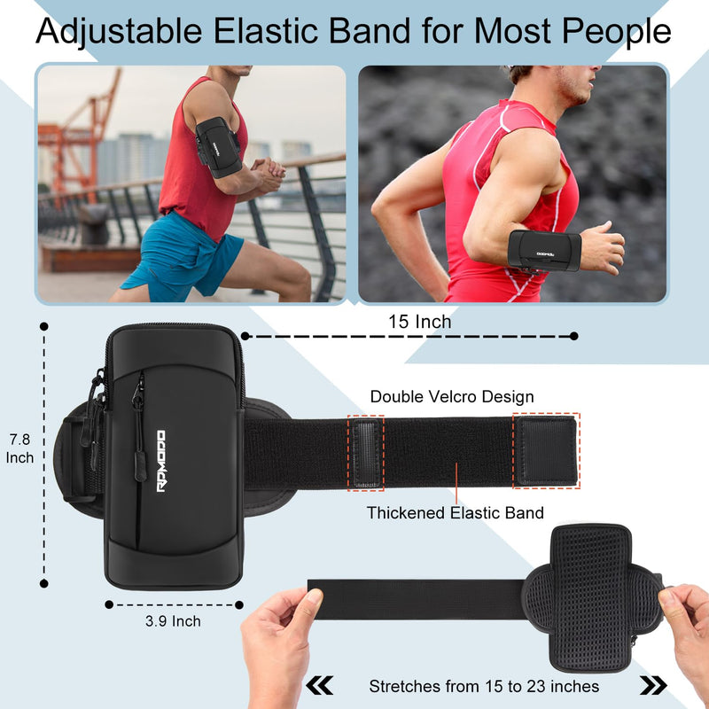 [Australia - AusPower] - Phone Holder for Running, Large Capacity Arm Band for Phone for Running Walking, Lightweight Armband Cell Phone Holder for iPhone 12 13 14 15 Samsung Galaxy S23 S22 Ultra Under 7.5 Inch (Black) 01-Black 