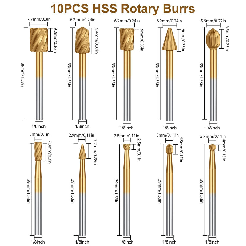 [Australia - AusPower] - EEEKit 20 Piece Wood Carving Drill Bit Set, HSS Rotary Burr Milling Cutter Wood for Rotary Tool with 3 mm Shank 