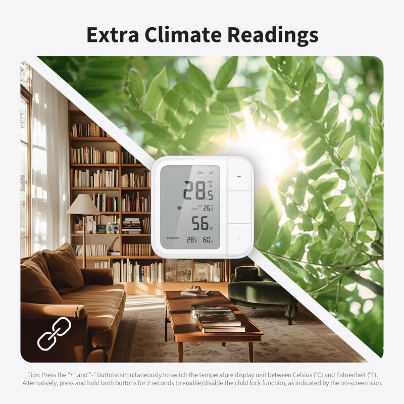 [Australia - AusPower] - Aqara Thread/Zigbee Smart Climate Sensor W100 with Aqara Temperature Humidity Sensor, Remote HVAC Control, 3 Customizable Buttons,Works with Apple Homekit, Alexa, Google 