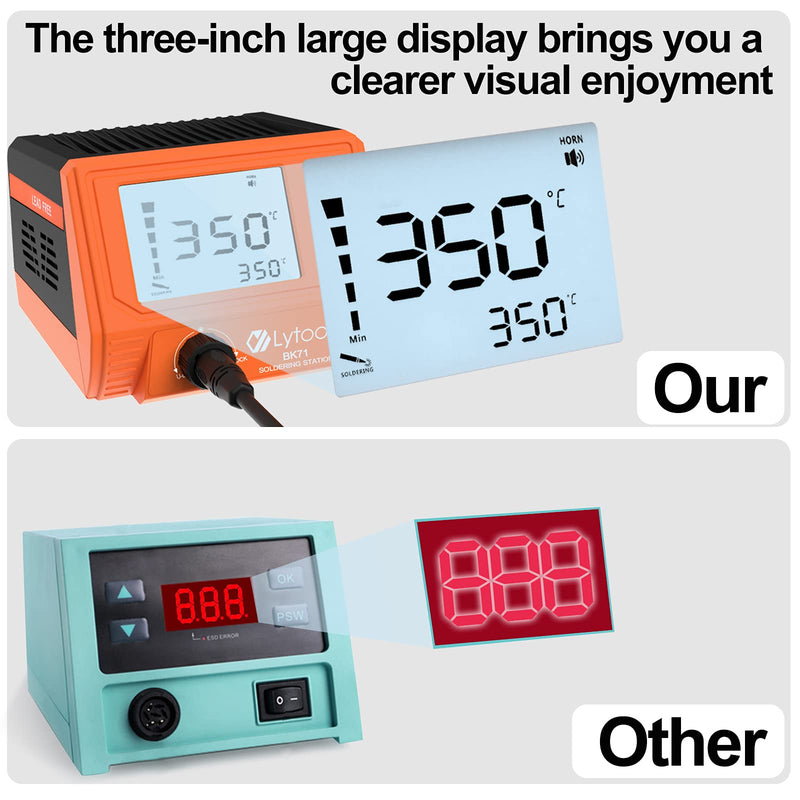 Soldering Station, Lytool 60W Soldering Station with Large Display, Temperature Range 180°C - 480°C, Password Protection, Standby Mode, for School, Laboratory and Hobby Soldering | Password protection, standby mode, for school, laboratory and hobby so...