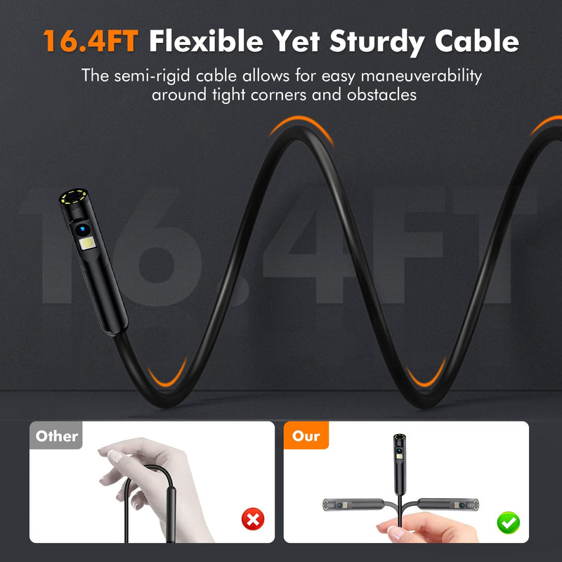 [Australia - AusPower] - Dual Lens Endoscope Camera with Light TLMUSE Borescope 1920P HD Inspection Camera with Light, IP67 Waterproof Borescope Camera with Light Scope Camera Endoscope Camera for Android, iPhone, iPad Dual Lens-16.5FT 