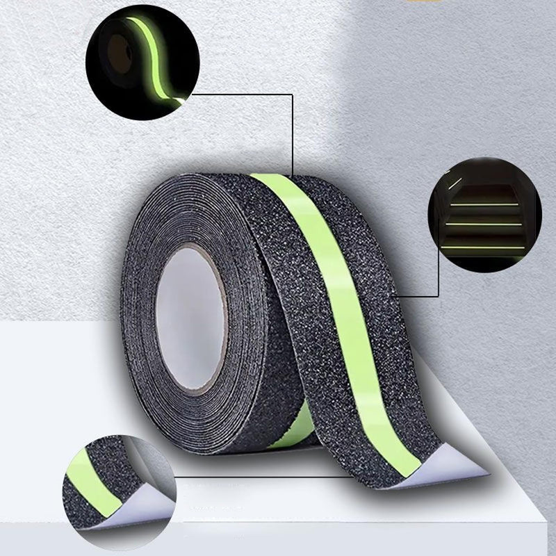 Anti Slip Traction Tape, Non-Slip Grip Adhesive Tape to Indoor or Outdoor Stair, Tubs, Boats, Safety Grip Tape Non Skid Roll for Stair Steps (#01Black with Glow in Dark, 2 Inch x 35 Feet) #01Black with Glow in Dark