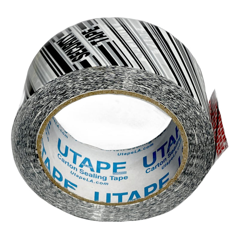 Security Tamper Proof Tape 2 Inch x 110 Yards x 6 Rolls, Stop Sign Sealing Tape Pre Printed, for Moving Boxes & Moving Supplies, Heavy Duty Shipping Packing Tape in White & Black 2 Inches x 110 Yards