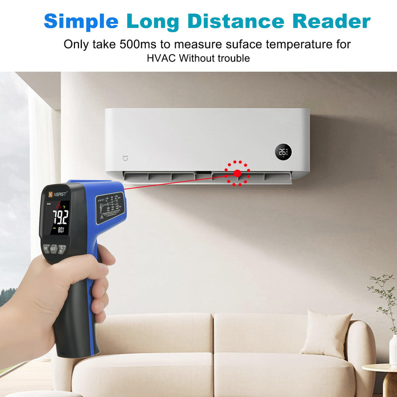 [Australia - AusPower] - Infrared Thermometer, Digital Temperature Gun -58°F ~1076°F Laser IR Temp Gun with Adjustable Emissivity & Max and Min Measure, Laser Temp Gun for Cooking, Pizza Oven, Grill & Engine XE-680 