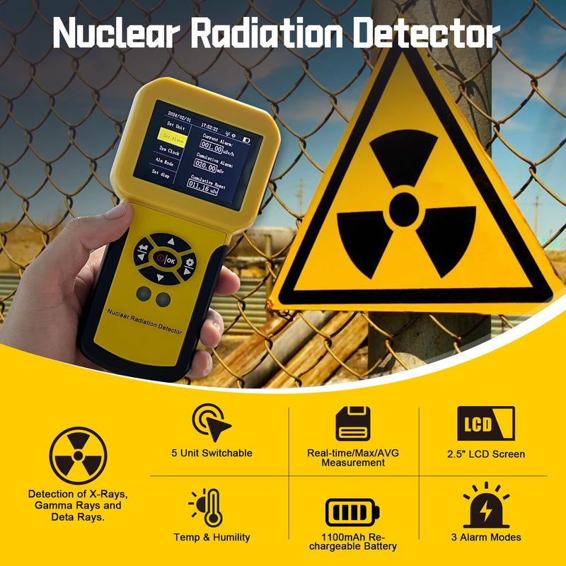 [Australia - AusPower] - Geiger Counter Kethvoz Nuclear Radiation Detector with Alarm Detects Radioactivity Beta X-Ray Gamma Radiation Meter Rechargeable Nuclear Radiation Detector KE-886A 