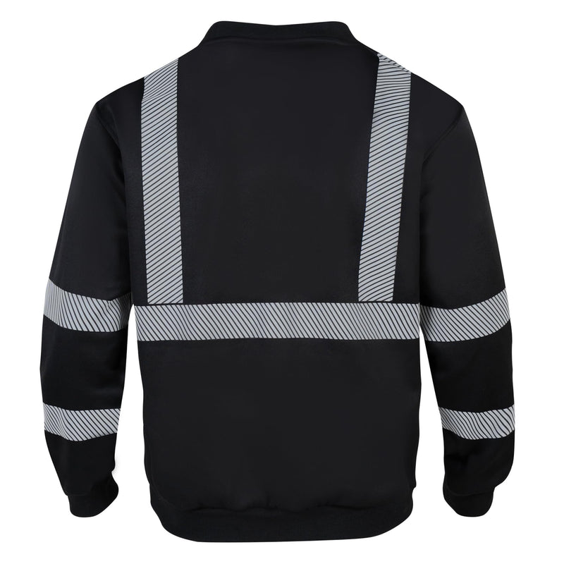 VENDACE Hi Vis Safety Sweatshirts for Men Reflective ANSI Class 3 High Visibility Construction Work Crew Sweatshirt No Hood Medium Black
