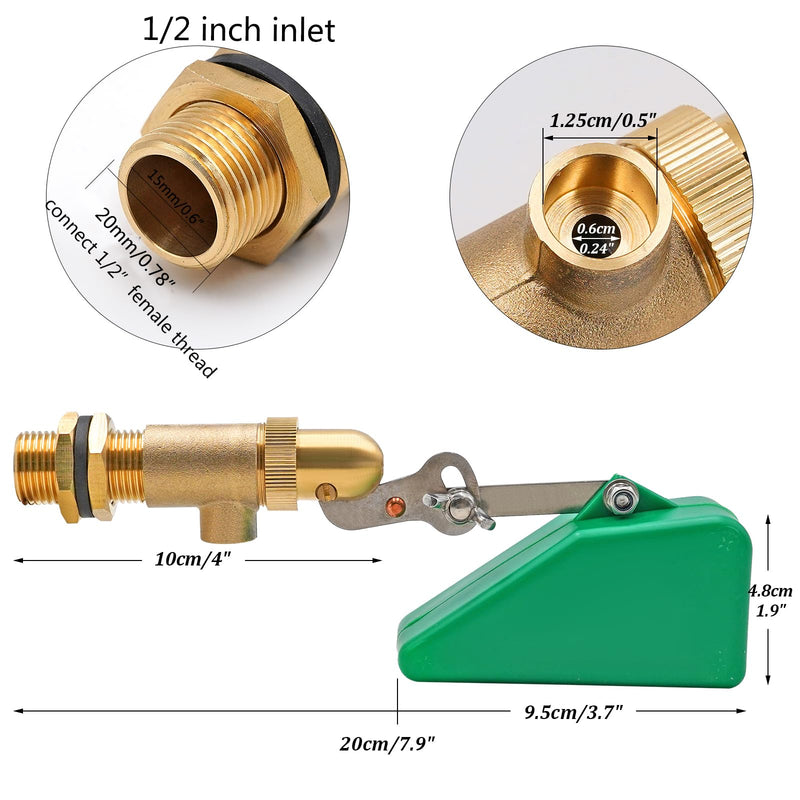 [Australia - AusPower] - 2Pcs Brass Float Valve 1/2 Inch Livestock Water Tank Float Valve with Adjustable Arm for Water Trough Water Float Valve for Automatic Waterer,Aquariums,Ponds,Aquaculture, Hydroponics 