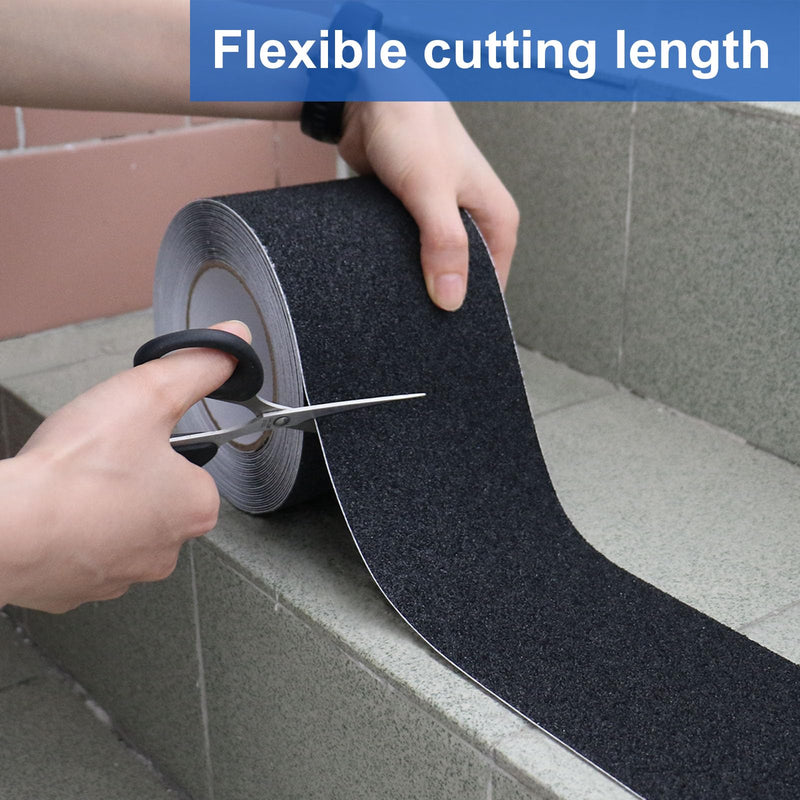 BOMEI PACK Black Anti Slip Tape, 4 Inch x 33 Foot Non-Slip Traction Grip Tape for Stairs, Waterproof Stair Treads Grip Non Slip, Non Skid Tape for Steps, Outdoor Black Grip Tape 100mm